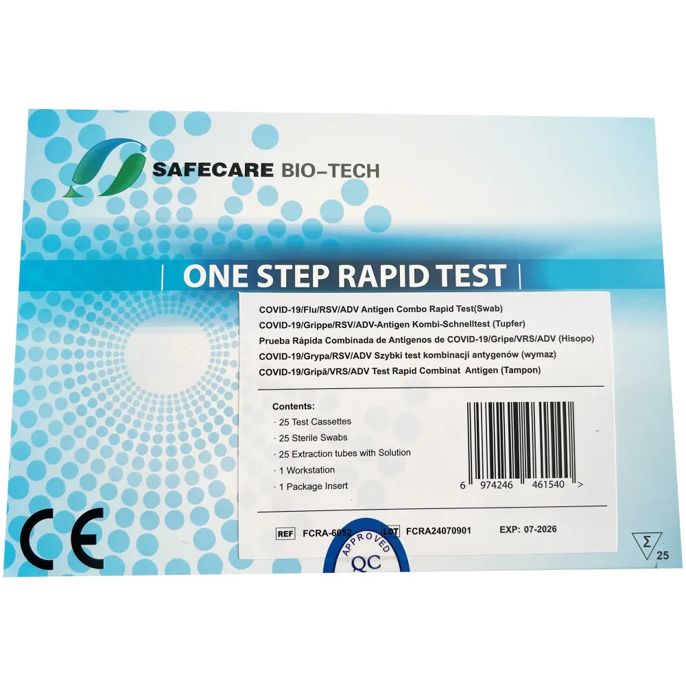 Safecare One Step Rapid Test 5in1 (Test rapido combinato antigene COVID-19/Influenza/RSV/ADV - Tampone) 25 pezzi