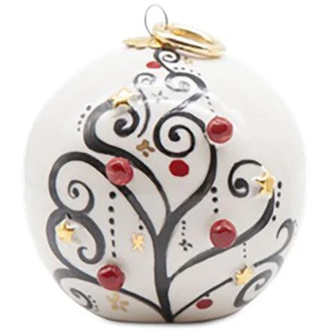 Sbordone palla di natale Sospesi Ad Un Filo D. 10cm porcellana decoro oro PL51