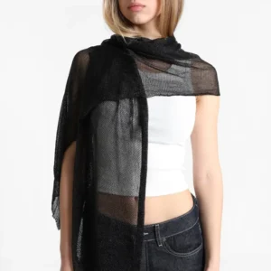 Sciarpa all'uncinetto con filo lurex - Black