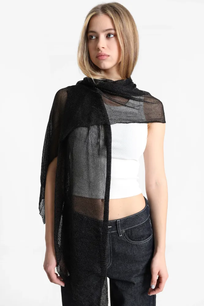 Sciarpa all'uncinetto con filo lurex - Black