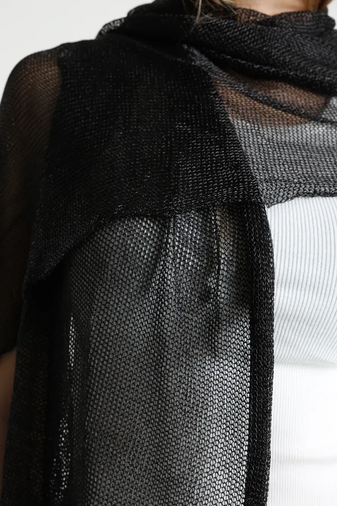 Sciarpa all'uncinetto con filo lurex - Black