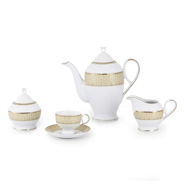 Servizio piatti, e caffè con decoro filo oro fine porcellana - Carisma