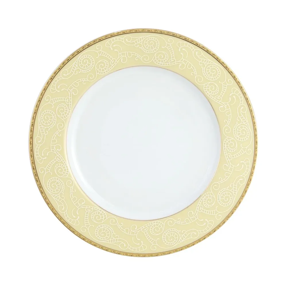 Servizio piatti con decoro pizzo tombolo e bordura filo oro - Cantù