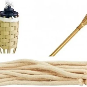 Set 16pz Stoppini 18cm Ricambi Corda Candela Lampada Torce Olio Filo Intrecciato