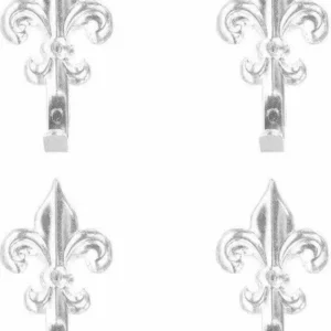 Set 15 Ganci Argento 44mm Appendino Per Quadro Forma Giglio Fiorentino Con Chiodi