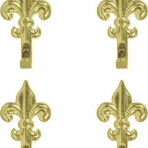 Set 15 Ganci Oro 44mm Appendino Per Quadro Forma Giglio Fiorentino Con Chiodi