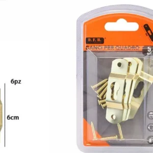 Set 6 Pezzi Ganci Dorati Per Quadri Quadro Cornici Appendere Parete 6 Cm 07521