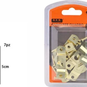 Set 7 Pezzi Ganci Dorati Per Quadri Quadro Cornici Appendere Parete 5 Cm 07520