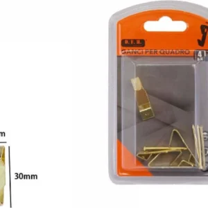 Set 4 Pezzi Ganci Dorati Per Quadri Quadro Cornici Appendere Parete 8x30mm 07527