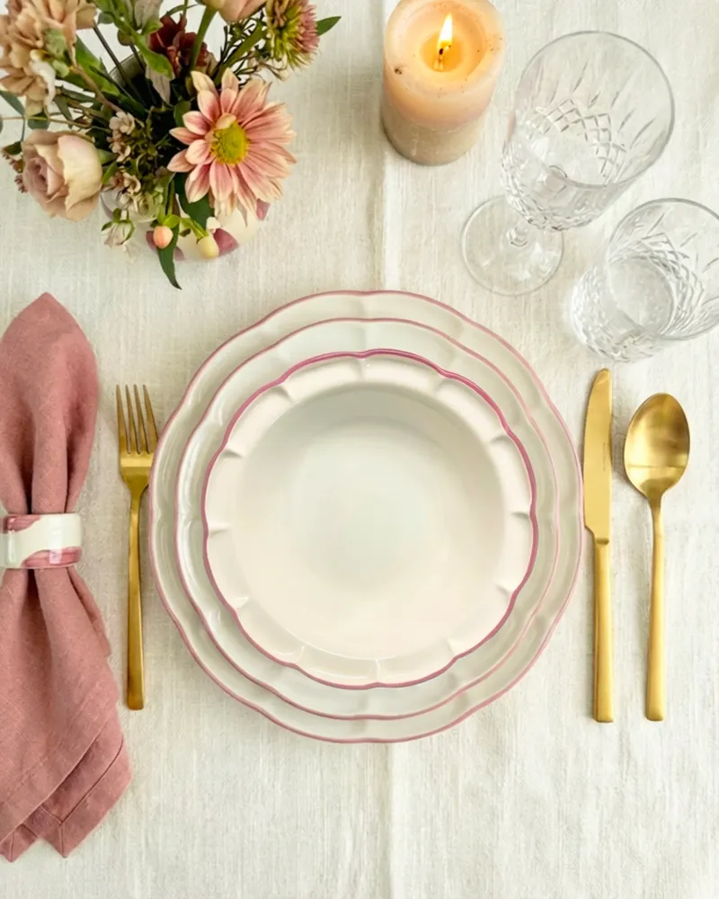 Set 6 piatti piani ceramica realizzati mano Filo