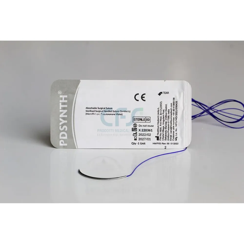 Sutura Healthium PDSYNTH, ago 1/2 40mm, USP 1 - filo viola 90cm (conf. 12 pz.)