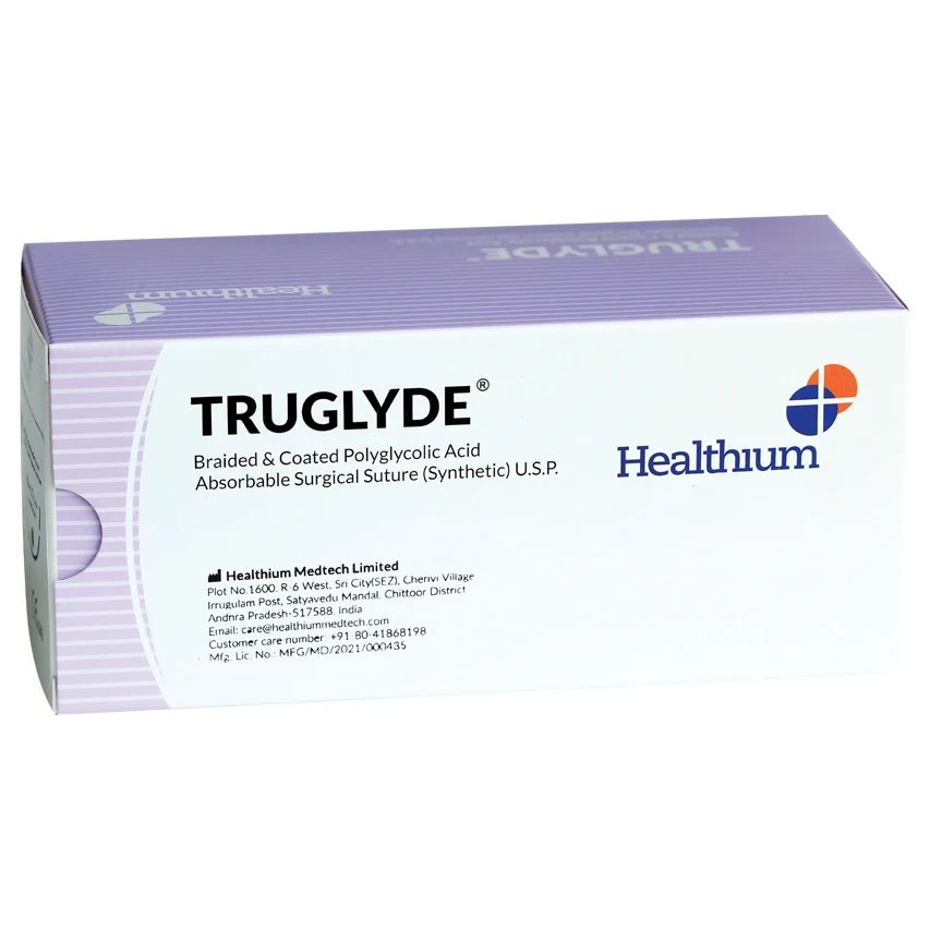 Sutura Healthium TRUGLYDE, ago 1/2 17mm, USP 5/0 - filo incolore 75cm (conf. 12 pz.)