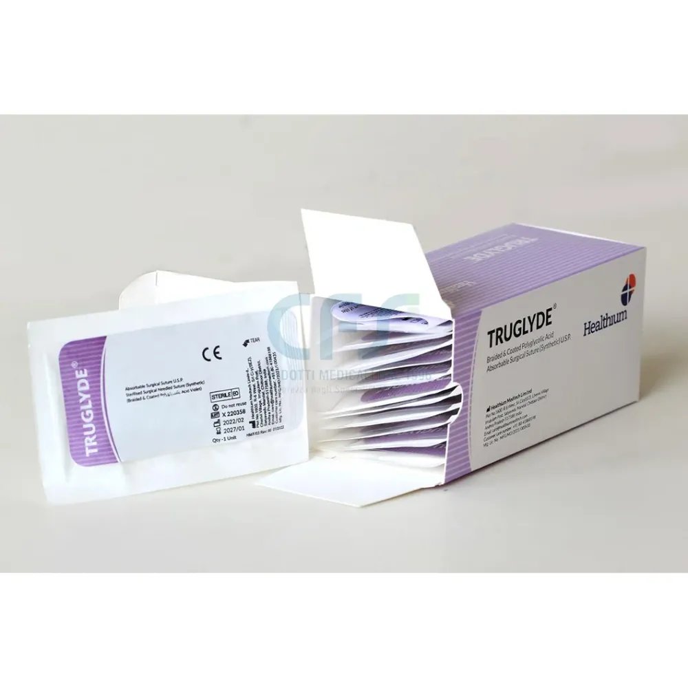 Sutura Healthium TRUGLYDE, ago 1/2 30mm, USP 2/0 - filo viola 90cm (conf. 12 pz.)