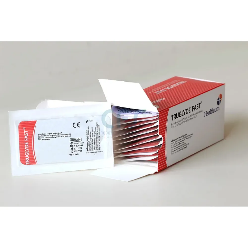 Sutura Healthium TRUGLYDE FAST, ago 3/8 20mm, USP 3/0 - filo incolore 75cm (conf. 12 pz.)