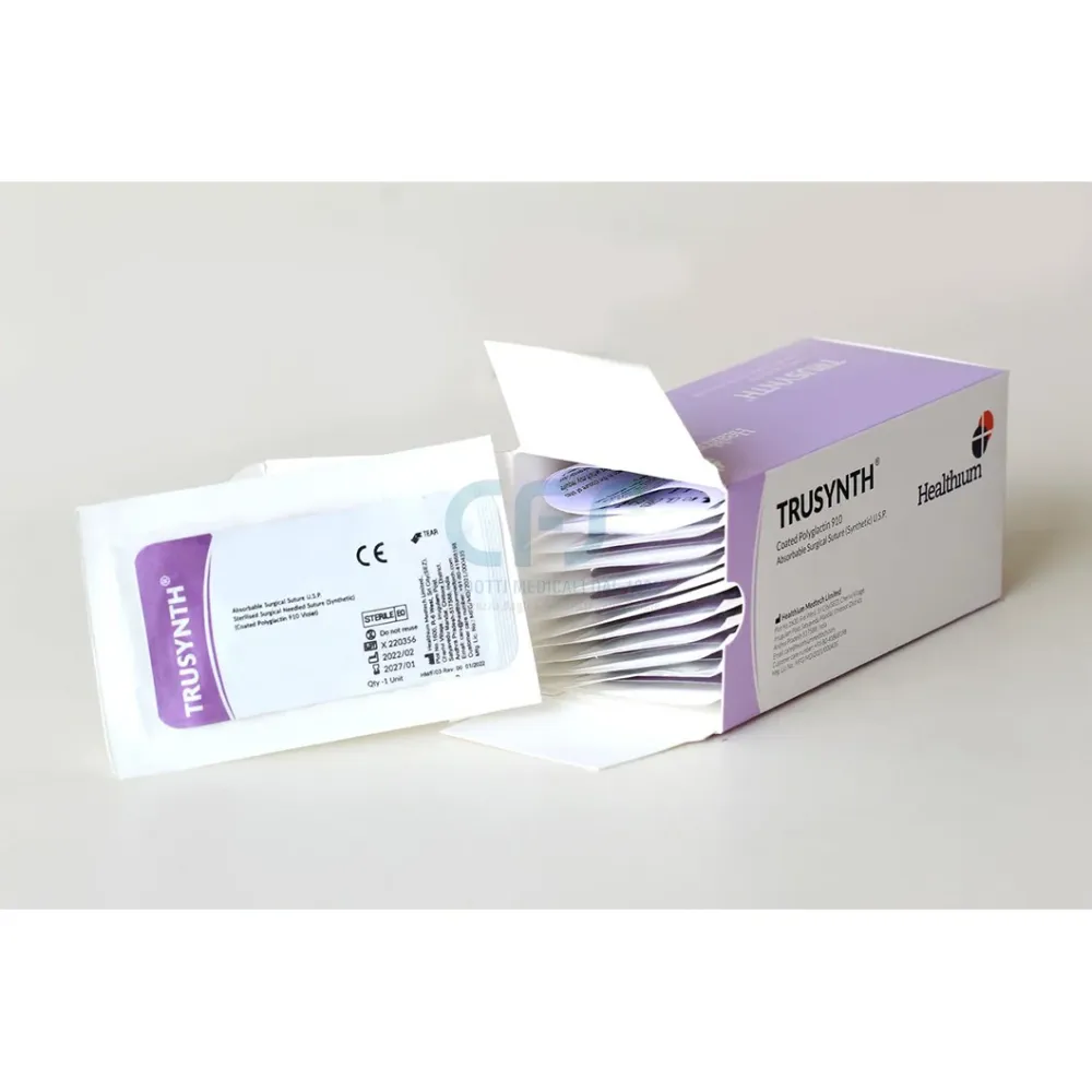 Sutura Healthium TRUSYNTH, ago 1/2 30mm, USP 2/0 - filo viola 90cm (conf. 12 pz.)