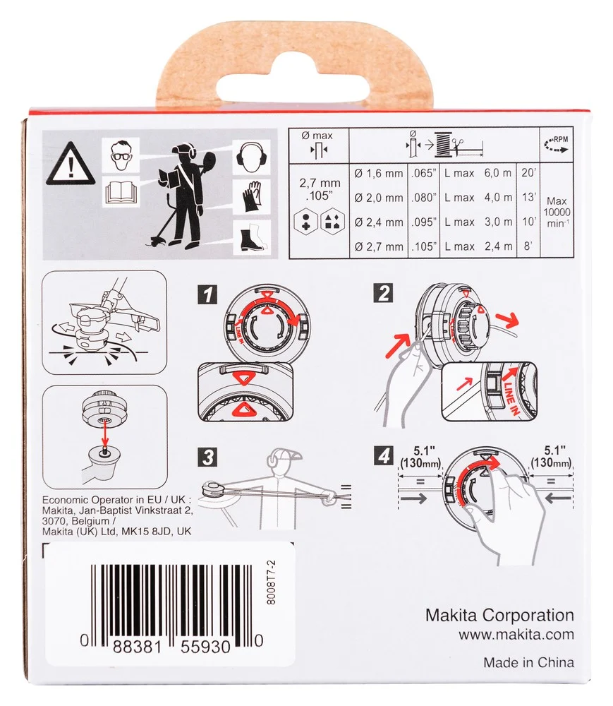 Tagliabordi Elettrico TESTINA BATTI E VAI MAKITA CON FILO NAILON PER DECESPUGLIATORE - 191D92-5