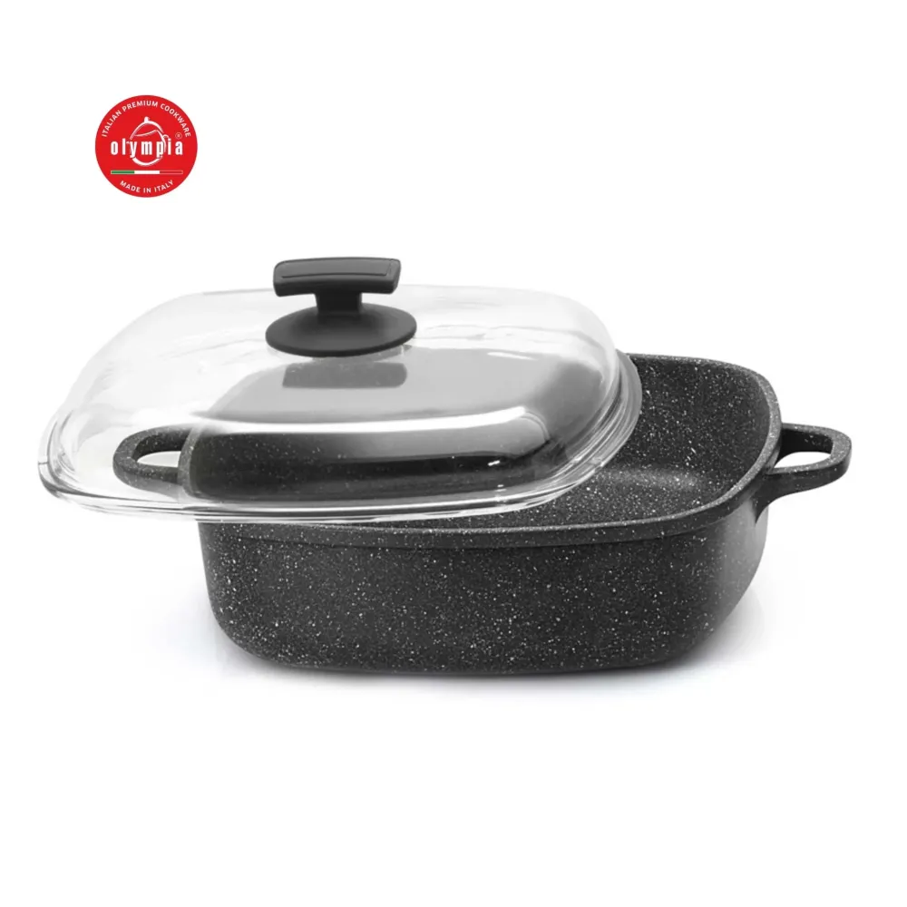 Tegame Quadro con Coperchio Hard Cook Alluminio Pressofuso 28x28 cm