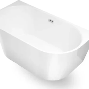 Vasca Da Bagno Filo Parete Semicircolare Acrilico Bianco Lucido 150 x 80 x 58 cm