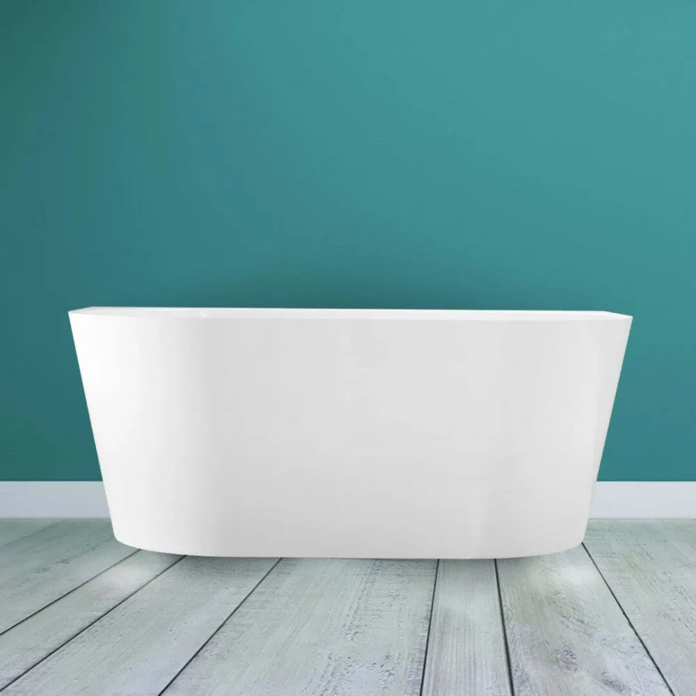 Vasca Da Bagno Filo Parete Semicircolare Acrilico Bianco Lucido 150 x 80 x 58 cm