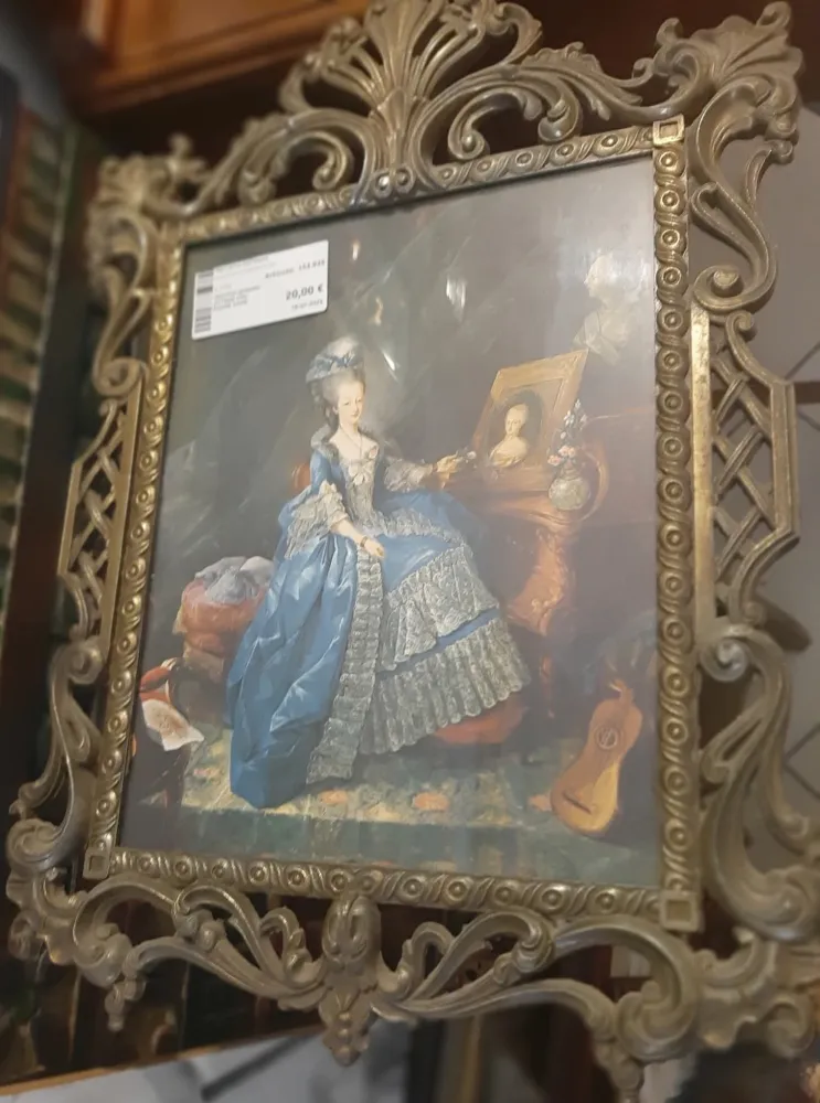 Vecchio Quadro Ottone Con Figure Dame