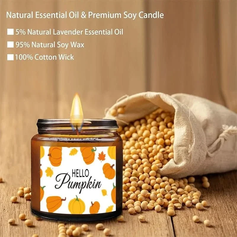 AutumnGlow Candela profumata – Candela cera di soia con aromi autunnali, 200g, lunga durata di combustione Cozey Maison