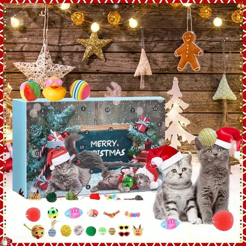 MEOWBOX 2025 – Calendario dell'Avvento con 23 giocattoli alla menta per gatti per il divertimento quotidiano della tua gat...