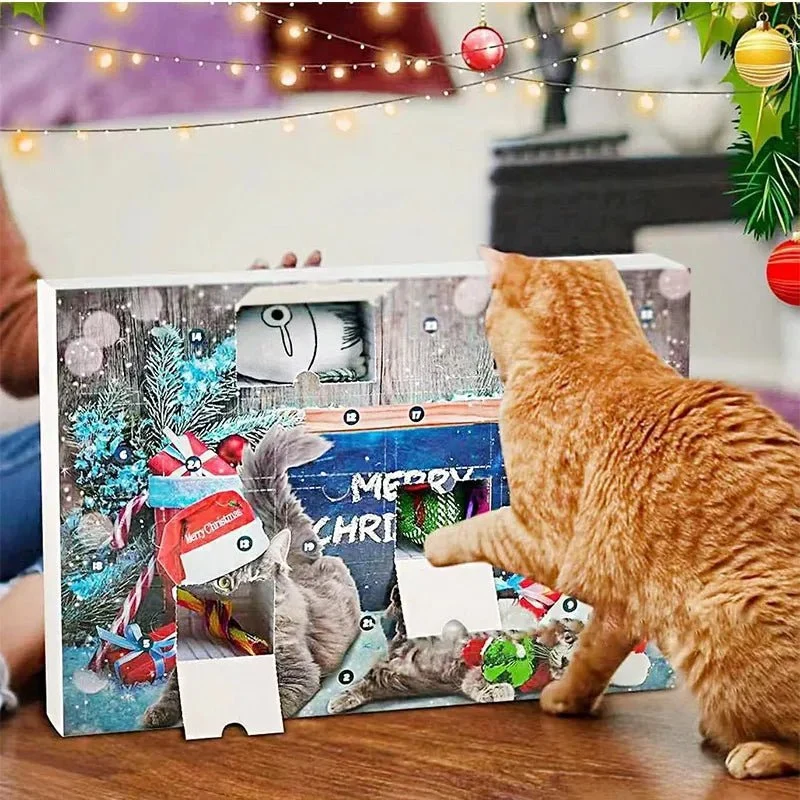 MEOWBOX 2025 – Calendario dell'Avvento con 23 giocattoli alla menta per gatti per il divertimento quotidiano della tua gat...