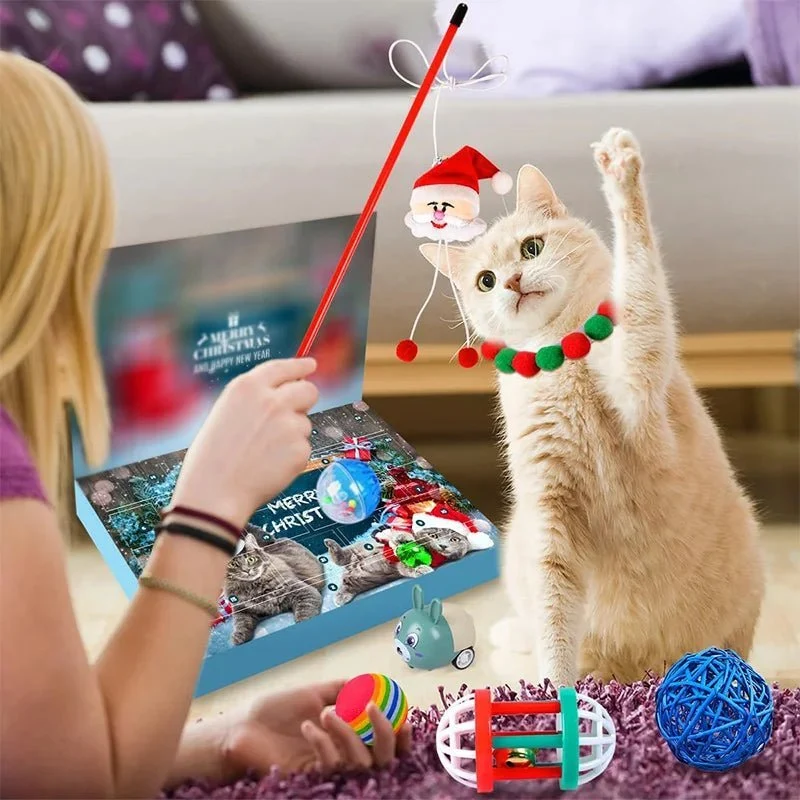 MEOWBOX 2025 – Calendario dell'Avvento con 23 giocattoli alla menta per gatti per il divertimento quotidiano della tua gat...