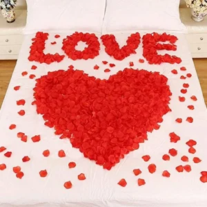 CHSYOO 1000 x Rose Artificiali Foglie Fiori Confetti, Decorazione Rosso