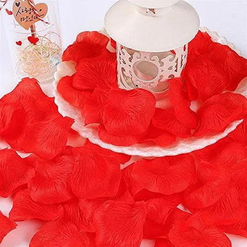 CHSYOO 1000 x Rose Artificiali Foglie Fiori Confetti, Decorazione Rosso