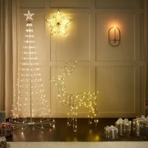 Pupazzo di Neve Set 3 Outdoor LED Decorations Christmas Gifts 25 cm Silver ARNES