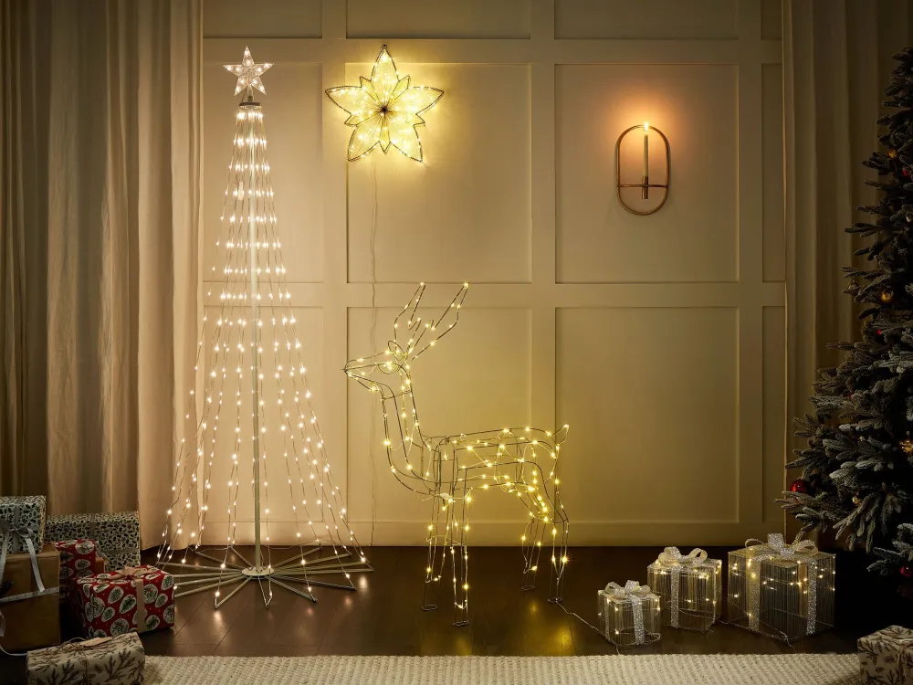 Pupazzo di Neve Set 3 Outdoor LED Decorations Christmas Gifts 25 cm Silver ARNES