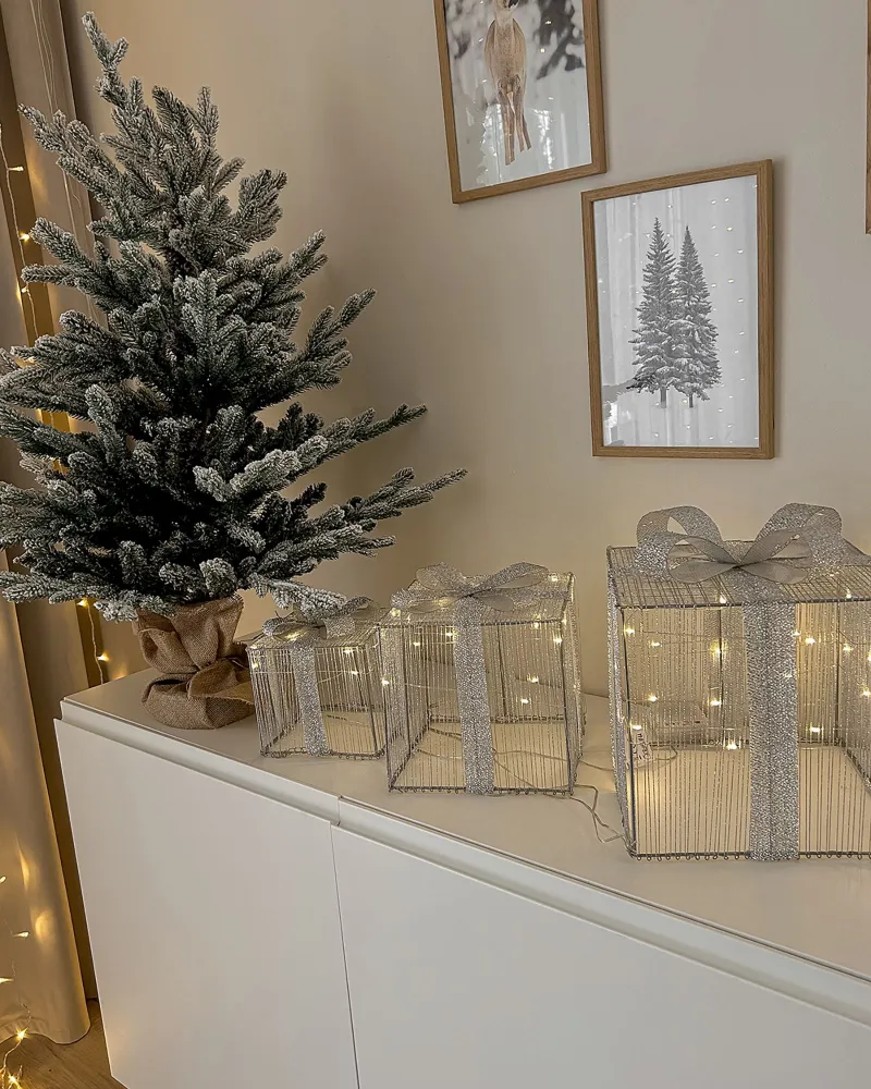 Pupazzo di Neve Set 3 Outdoor LED Decorations Christmas Gifts 25 cm Silver ARNES