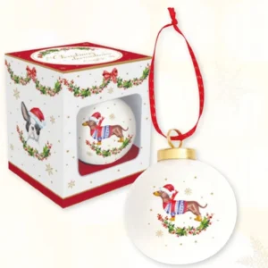 Pallina di Natale ceramica con Bassotto con confezione CHRISTMAS DOG