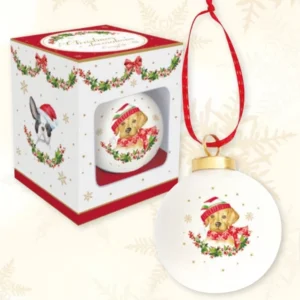 Pallina di Natale ceramica con labrador con confezione CHRISTMAS DOG