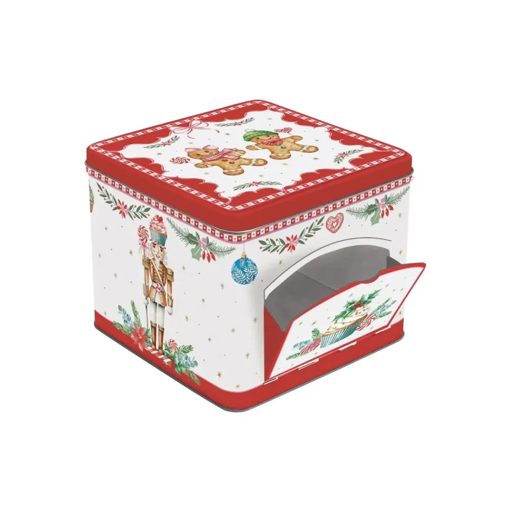 Scatola latta con apertura portacaramelle Sweet Christmas