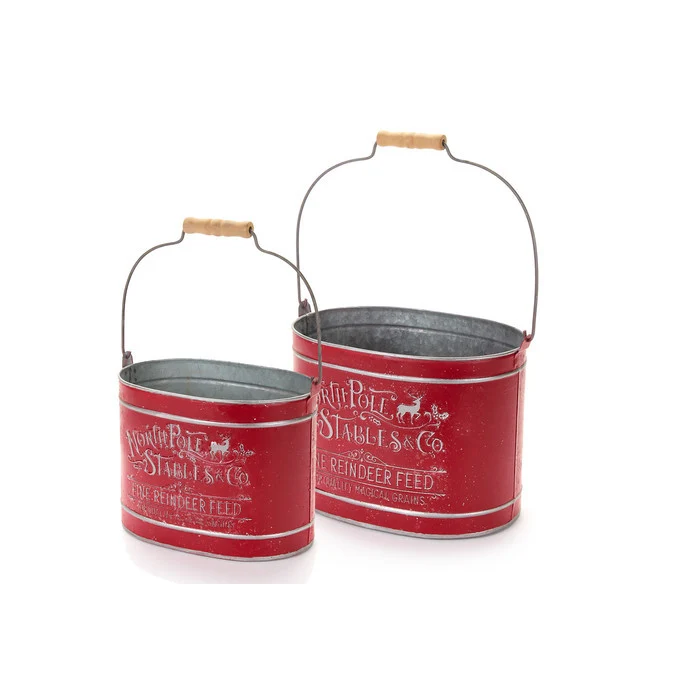Set 2 contenitori metallo rosso anticato Christmas Carol NUVOLE DI STOFFA