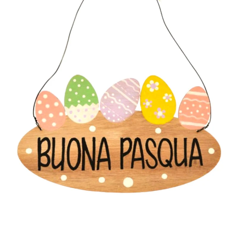 Decorazione Pasqua - Pendaglio Legno con Uova