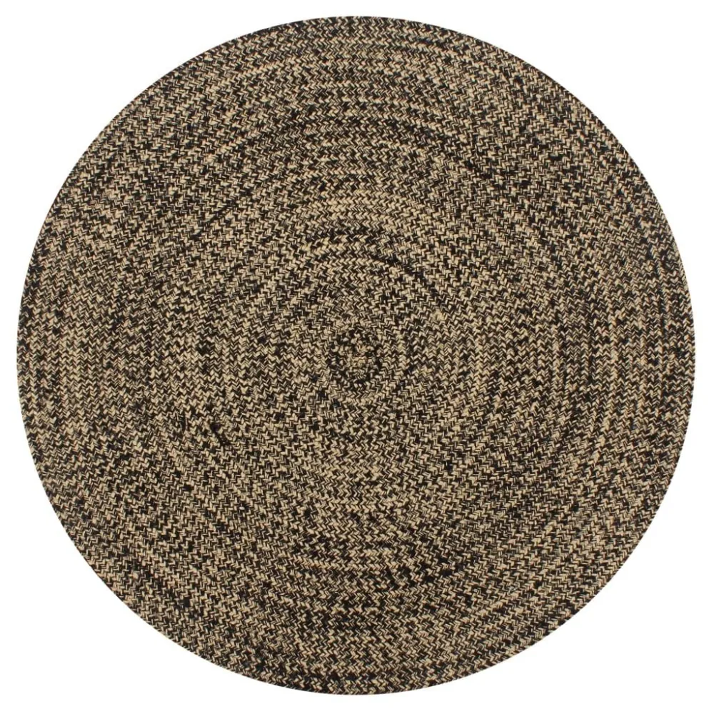 Tappeto Artigianale Juta Nero e Naturale 90 cm