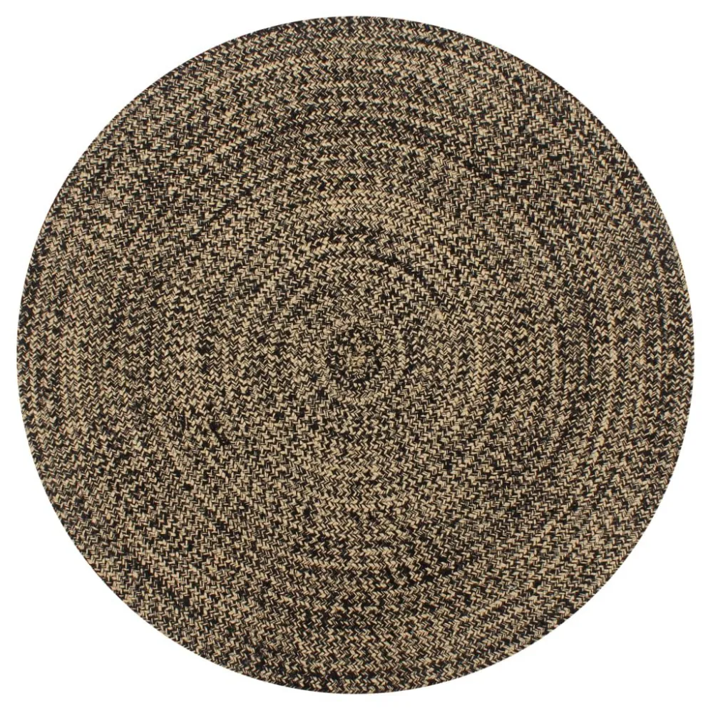 Tappeto Artigianale Juta Nero e Naturale 90 cm