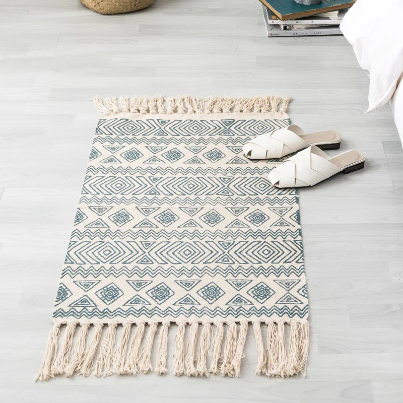 Tappeto creativo Shiplap Tappeto Boho Chic multicolore Tappeto cotone per animali domestici per la casa