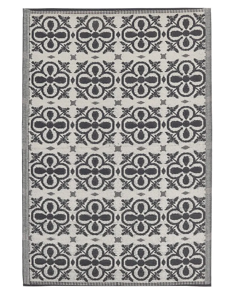 Tappeto da esterno nero / bianco con motivo geometrico 120 x 180 cm NELLUR