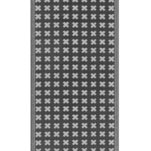 Tappeto da esterno nero con motivo geometrico 90 x 180 cm ROHTAK