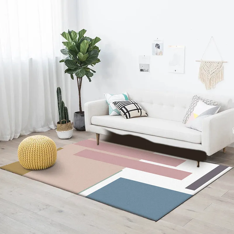Tappeto innovativo contemporaneo colore rosa e bianco Tappeto con motivo rettangolare Tappeto lavabile poliestere per la d...