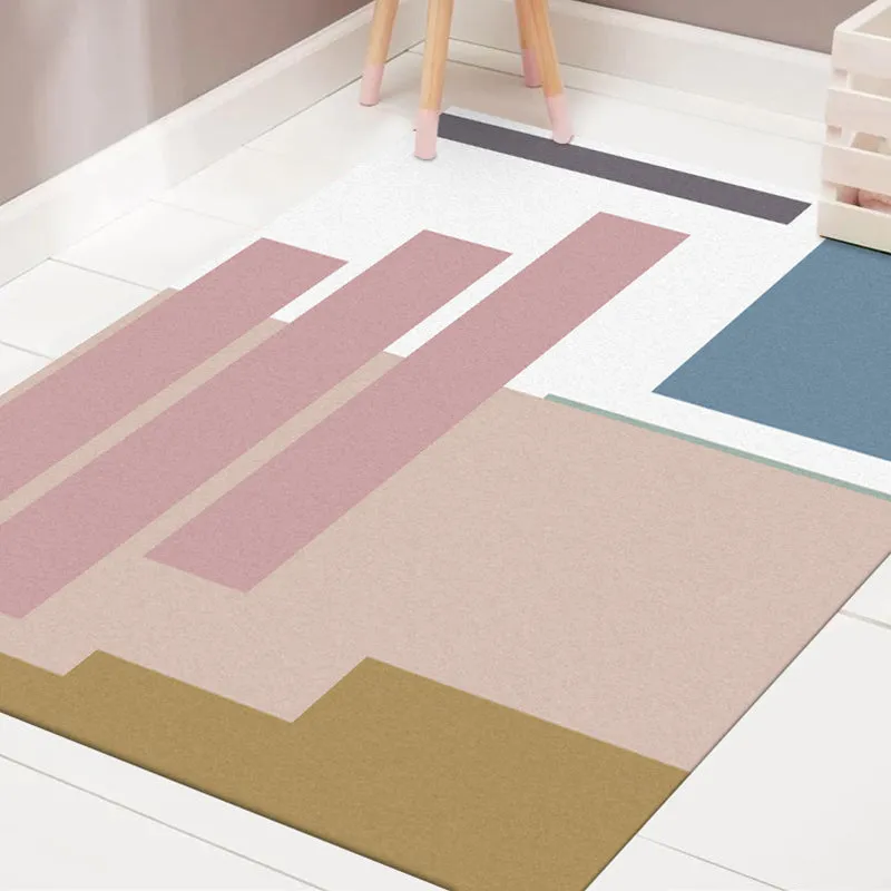 Tappeto innovativo contemporaneo colore rosa e bianco Tappeto con motivo rettangolare Tappeto lavabile poliestere per la d...