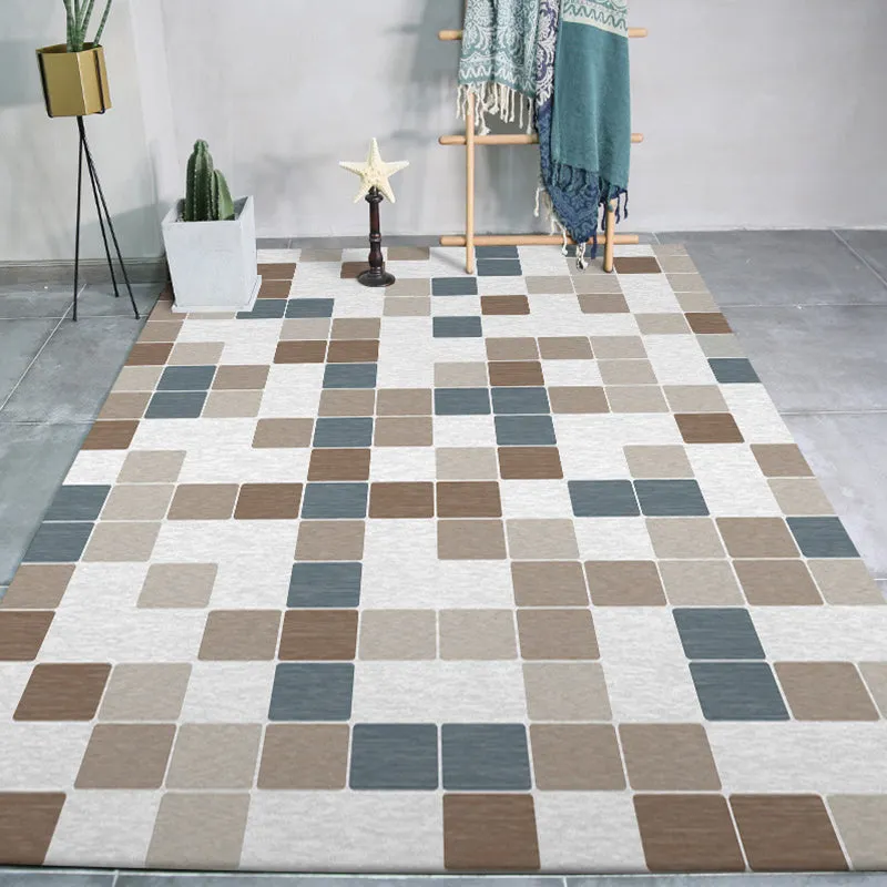 Tappeto innovativo minimalista con motivo scozzese color avorio Tappeto antiscivolo lavabile poliestere per la decorazione...