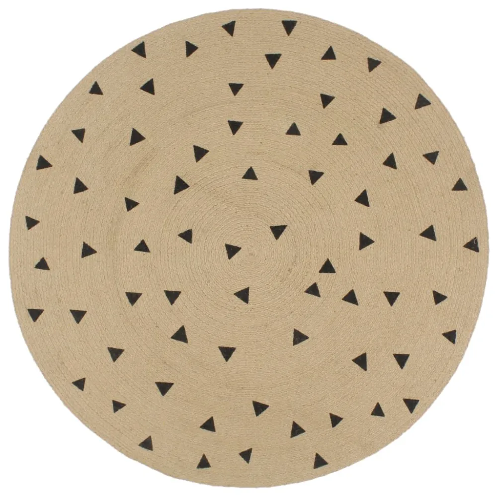 Tappeto Lavorato Mano Juta con Stampa Triangoli 90 cm