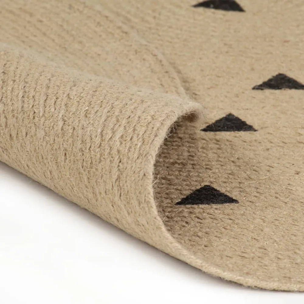 Tappeto Lavorato Mano Juta con Stampa Triangoli 90 cm