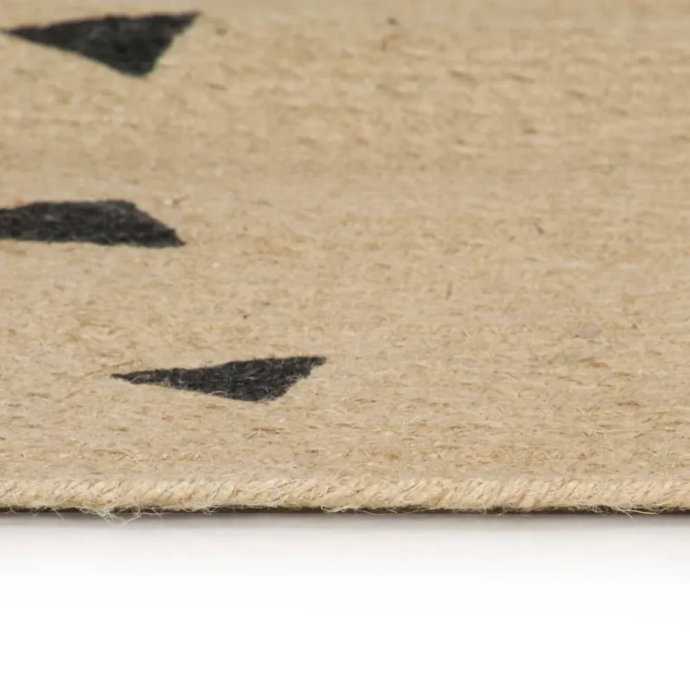 Tappeto Lavorato Mano Juta con Stampa Triangoli 90 cm