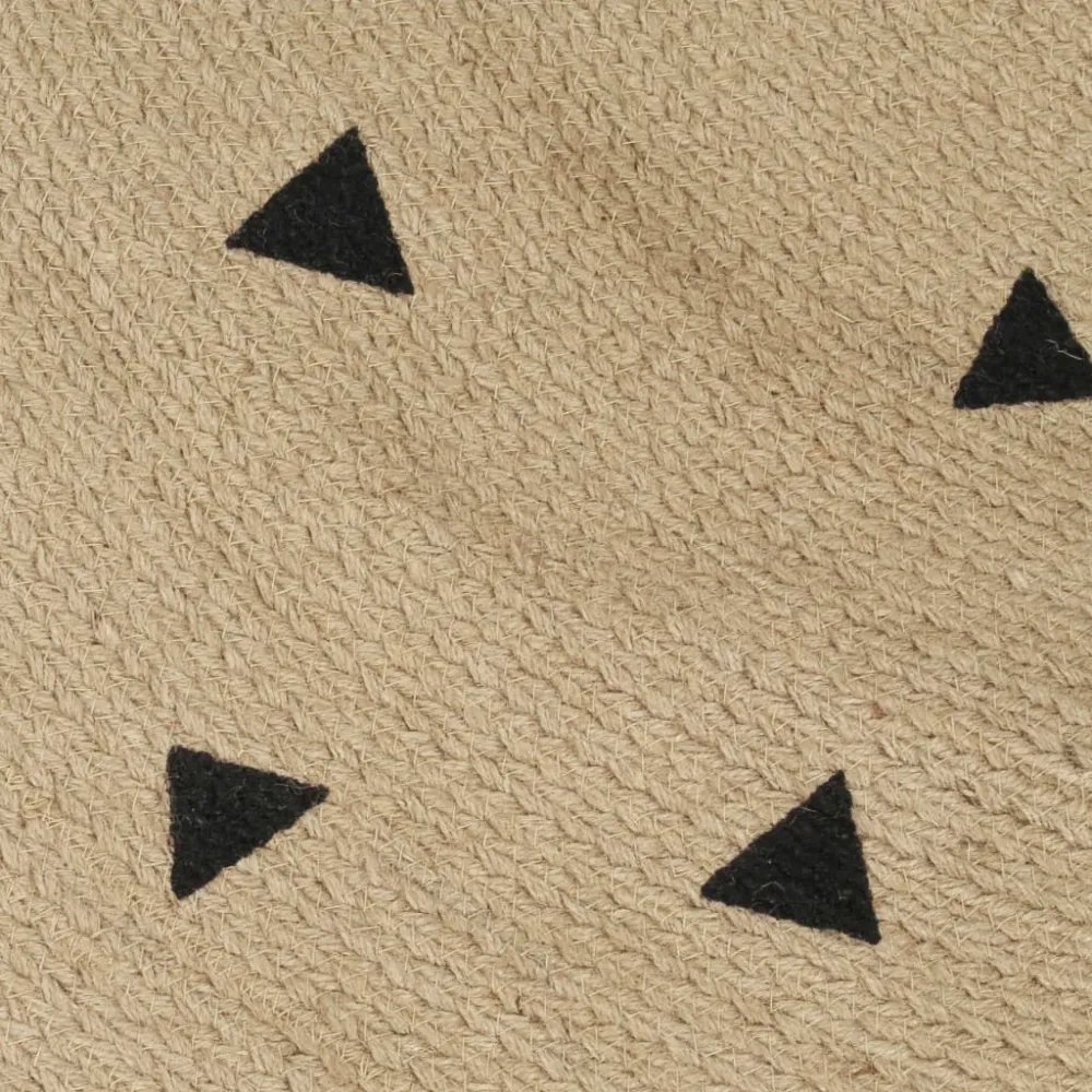 Tappeto Lavorato Mano Juta con Stampa Triangoli 90 cm